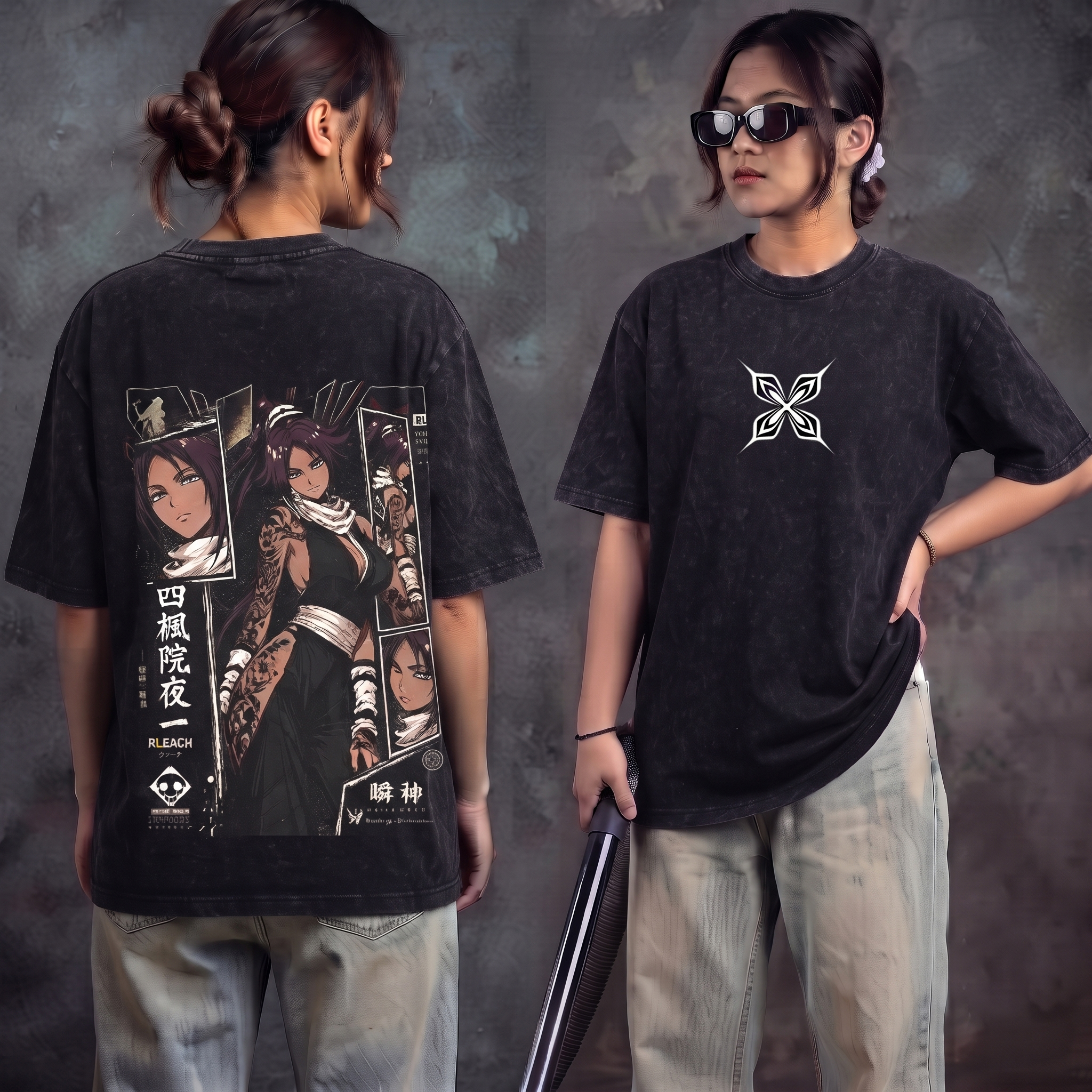 Bleach Yoruichi Vintage Unisex  Washed T-Shirt