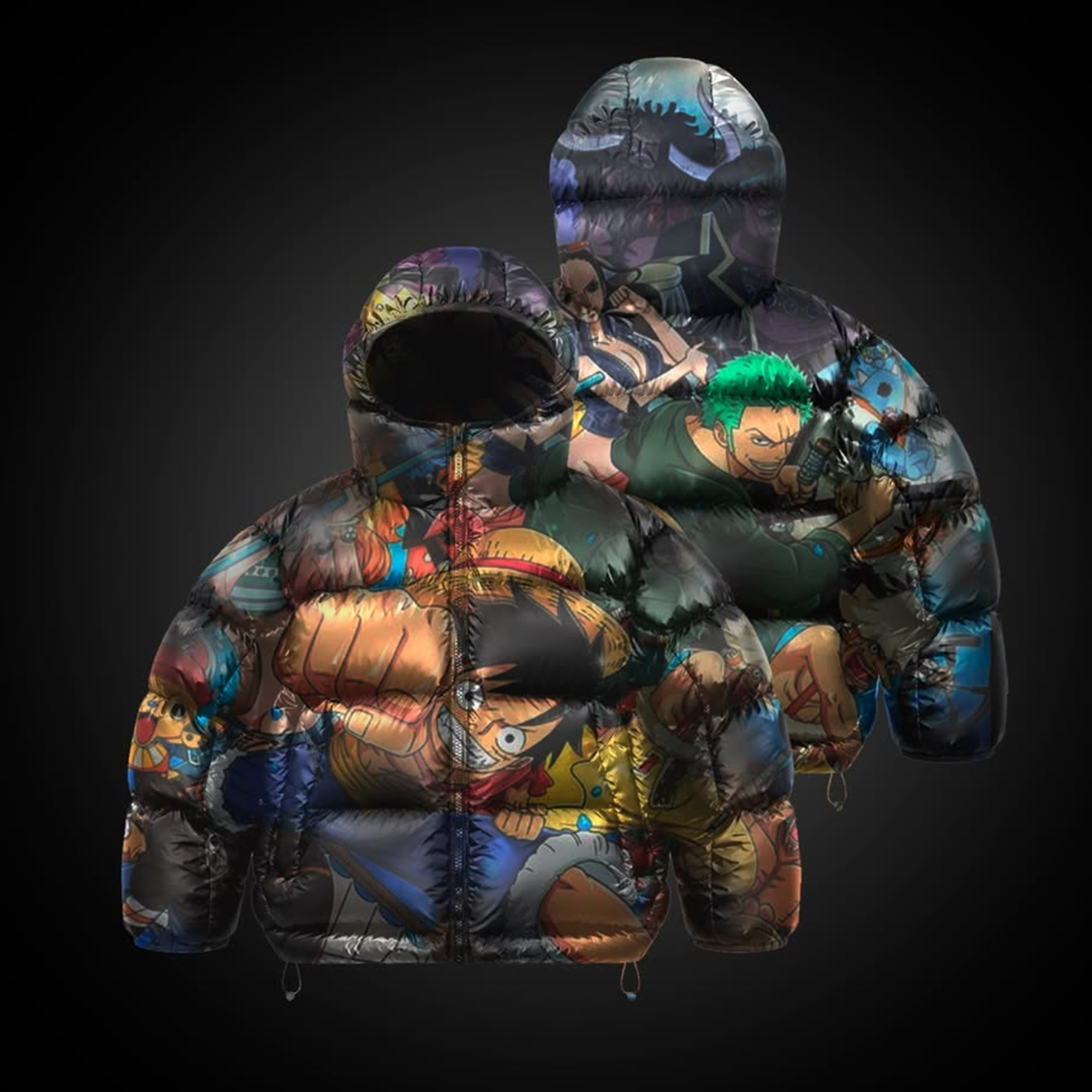 Padded jacket with shiny hood