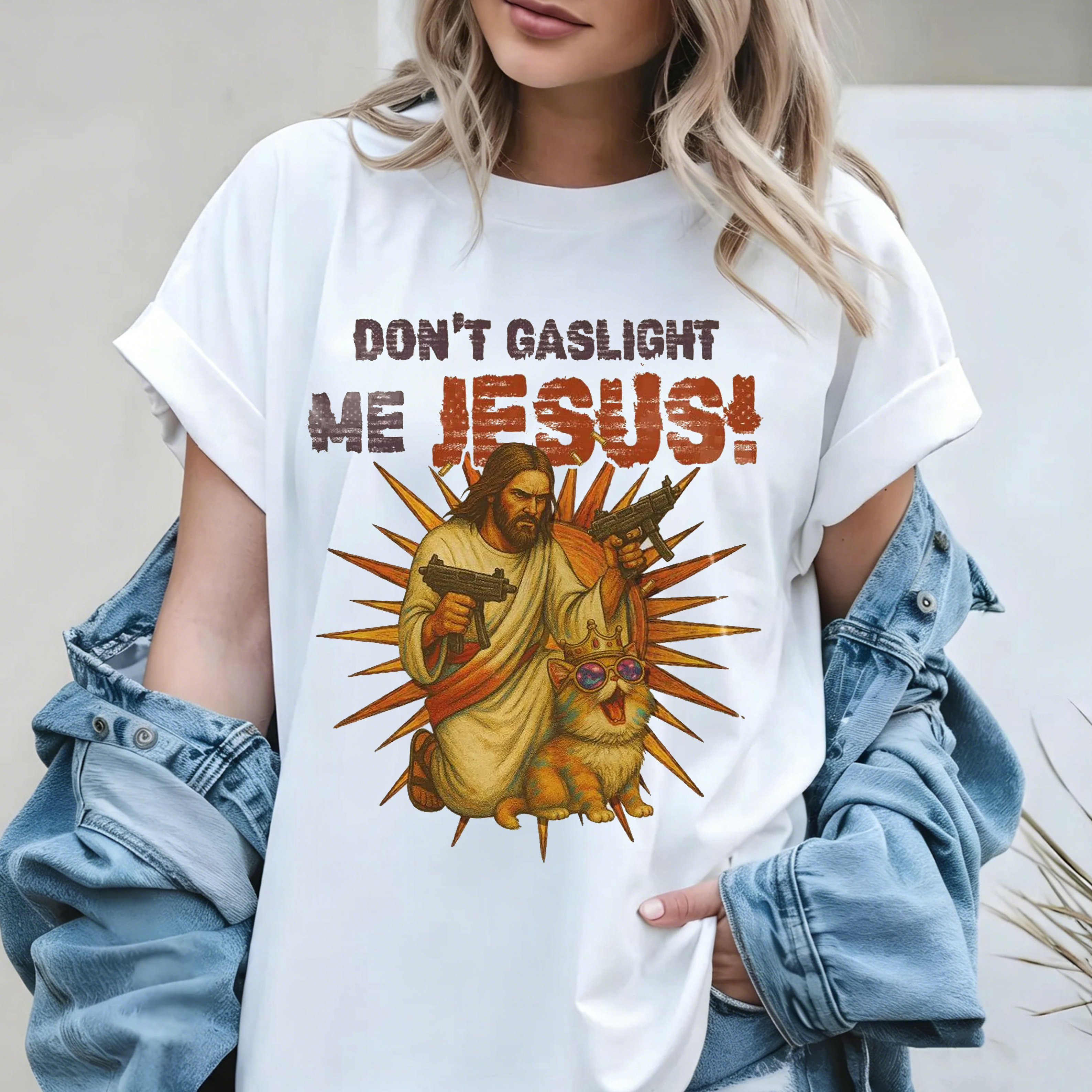 Don't Gaslight Me Jesus, Princess Donut and Mongo,Dungeon Crawler Carl Graphic Oversize Unisex Shirts/Crewneck/Hoodie
