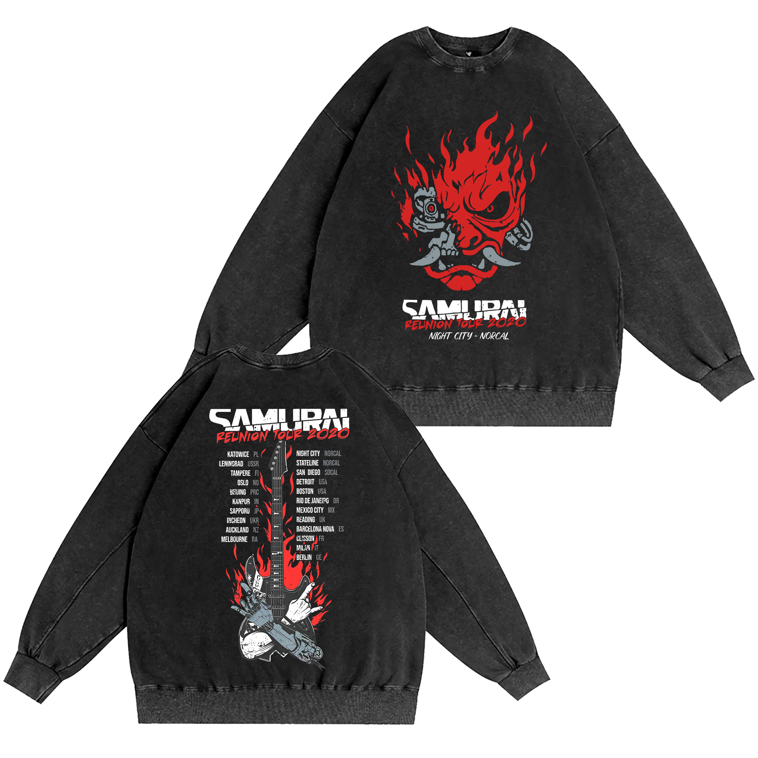 Samurai Reunion Tour Unisex Washed Crewneck Sweatshirt