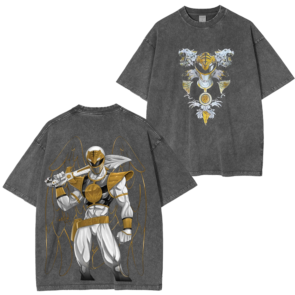 Channel the power of the White Ranger Unisex Washed T-Shirt