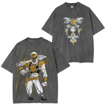 Channel the power of the White Ranger Unisex Washed T-Shirt