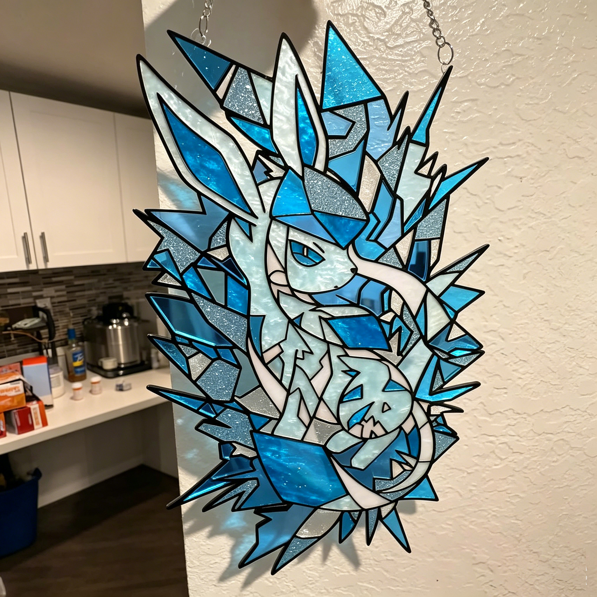 Umbreon Pokemon Umbreon Pokemon Faux Stained Glass Suncatcher