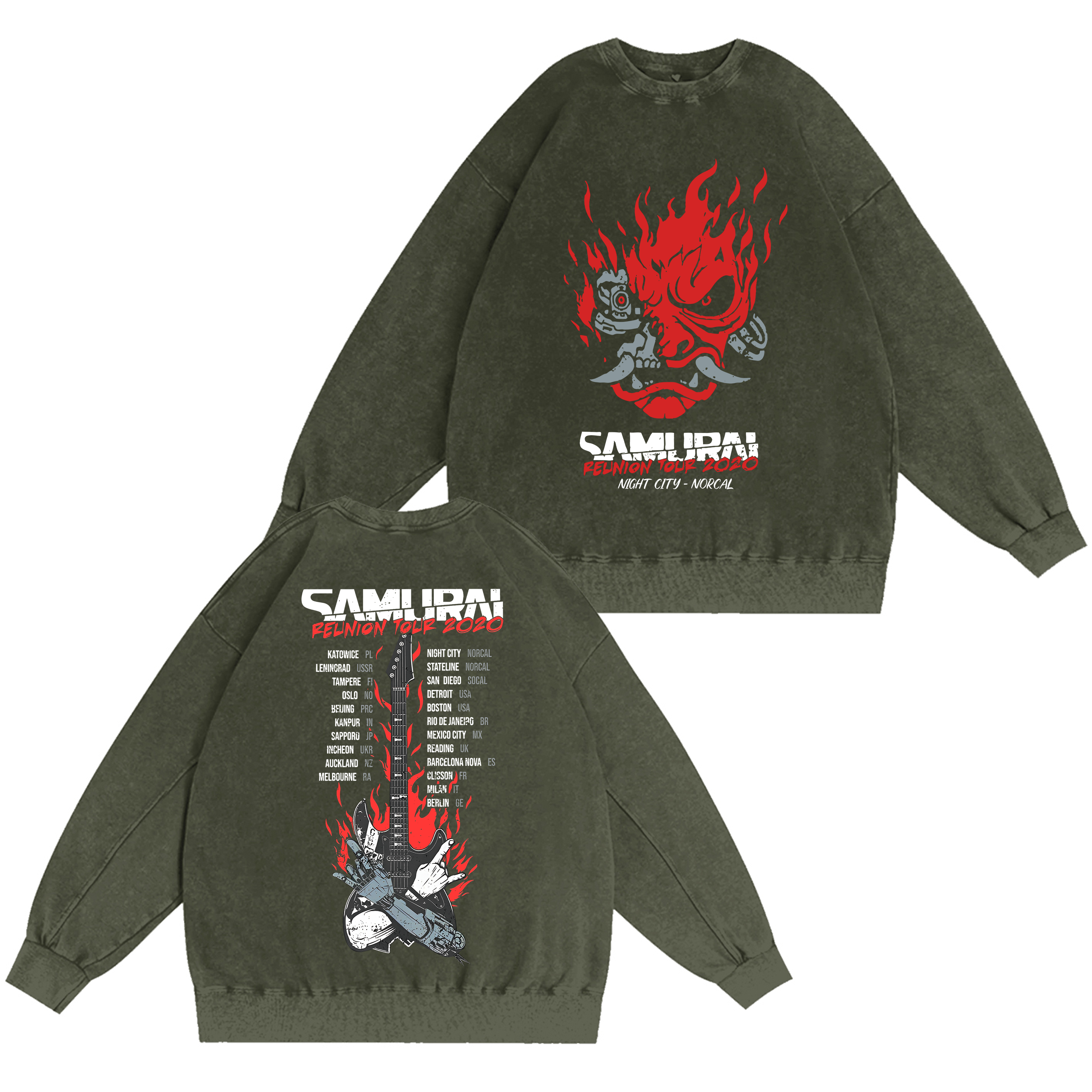 Samurai Reunion Tour Unisex Washed Crewneck Sweatshirt