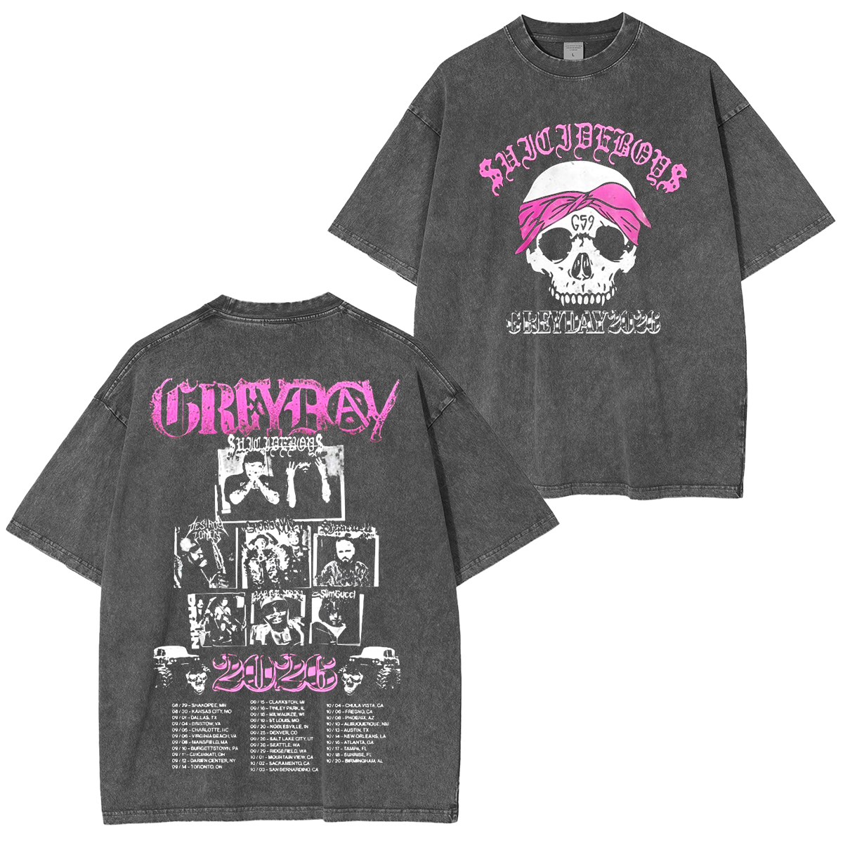 Grey Day 2026 Tour,Suicideboys G59 Unisex Washed T-Shirt