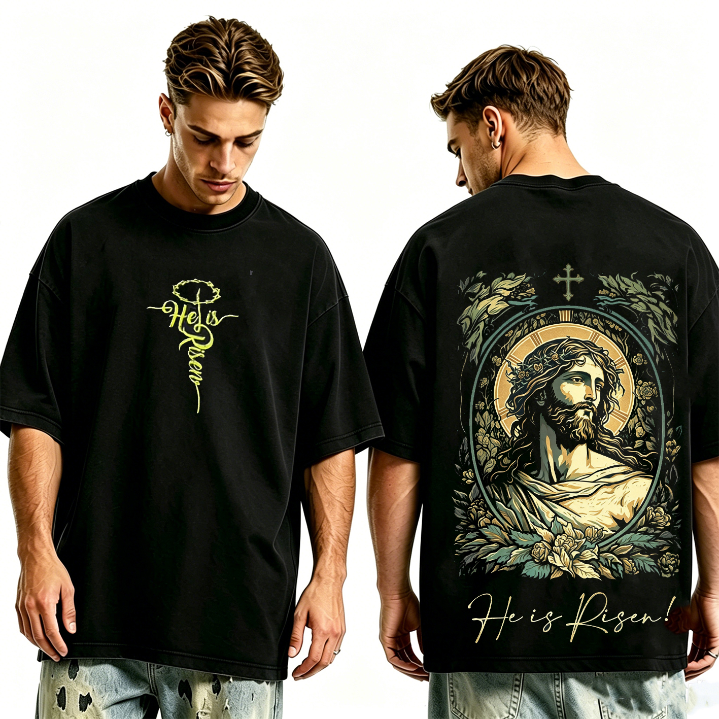 Happy Easter Hi is Risen Vintage Oversized T-shirt/Crewneck/Hoodie