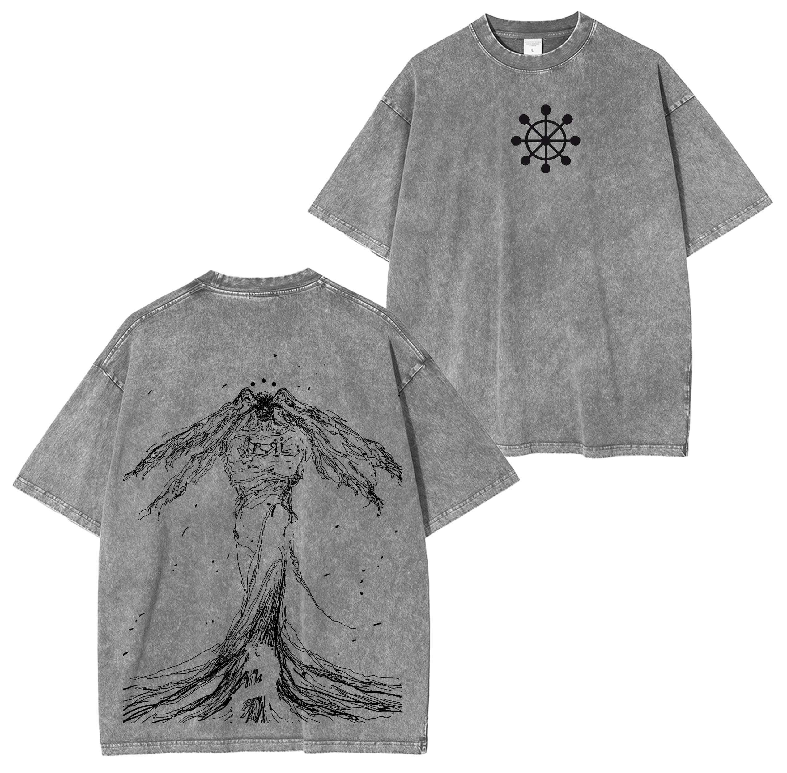 Shinigami x Mahoraga 90s Retro JJK Unisex  Washed T-Shirt