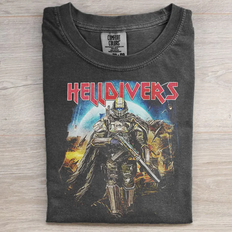 Helldivers 2 Skull Vintage Unisex Washed T-Shirt