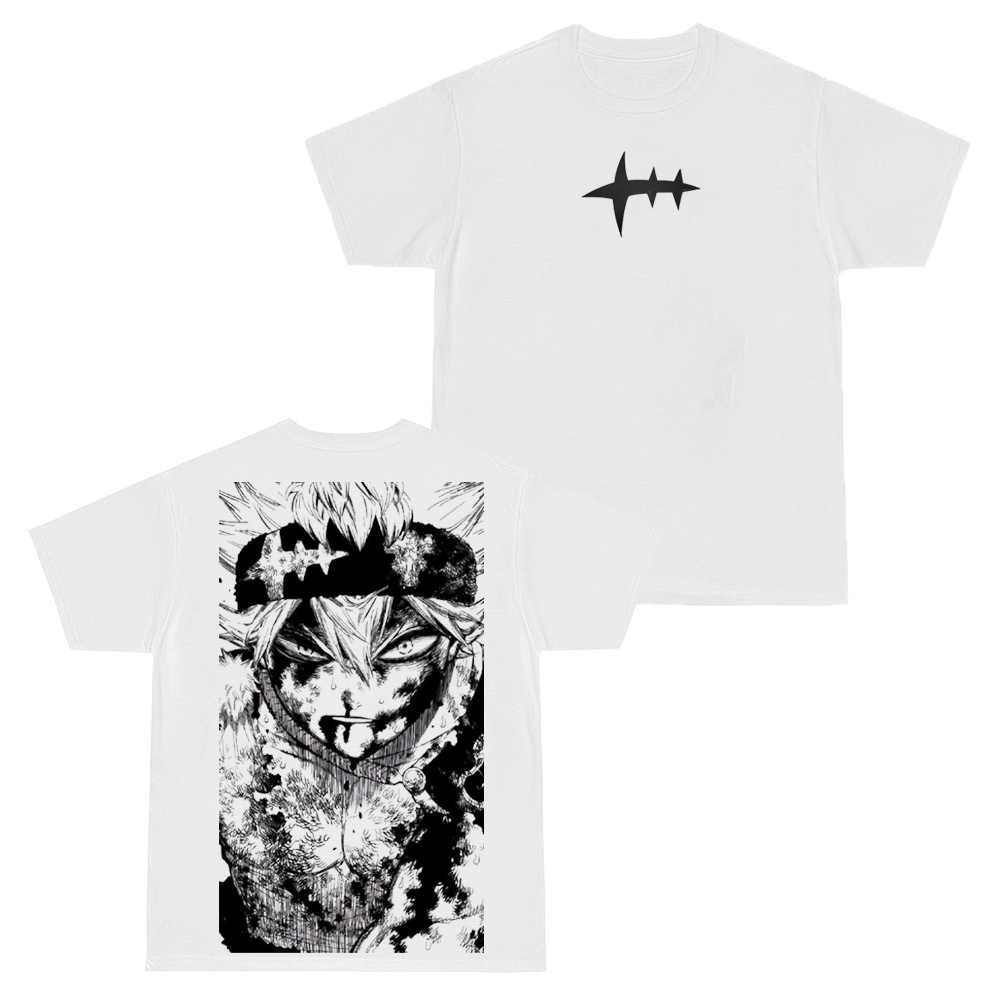 Asta X Black Bulls Black Clover Anime Double Printed Vintage Washed Unisex T-shirt