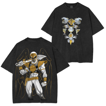 Channel the power of the White Ranger Unisex Washed T-Shirt