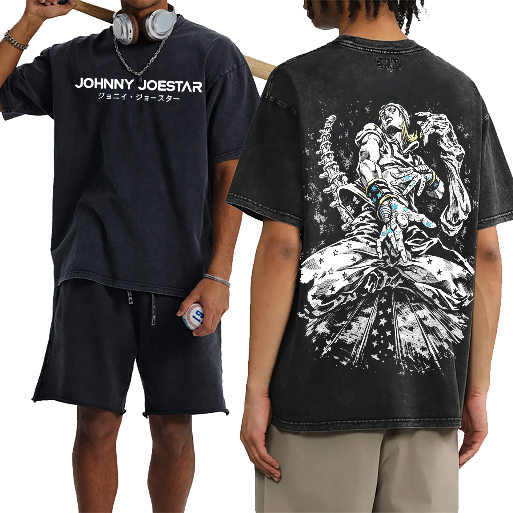 Johnny Joestar,JoJos Bizarre Anime Retro Unisex Washed T-Shirt