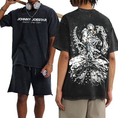 Johnny Joestar,JoJos Bizarre Anime Retro Unisex Washed T-Shirt