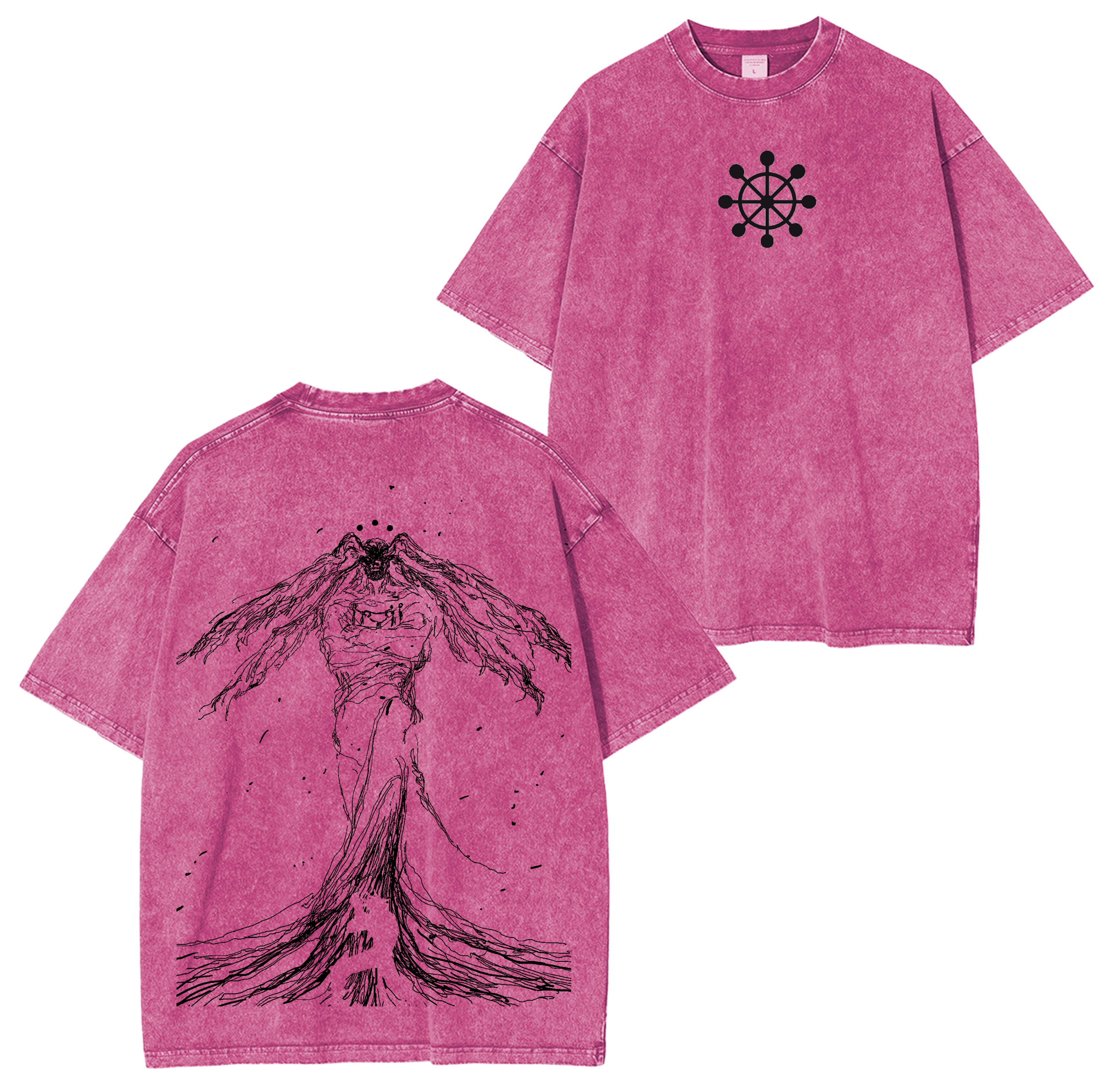 Shinigami x Mahoraga 90s Retro JJK Unisex  Washed T-Shirt