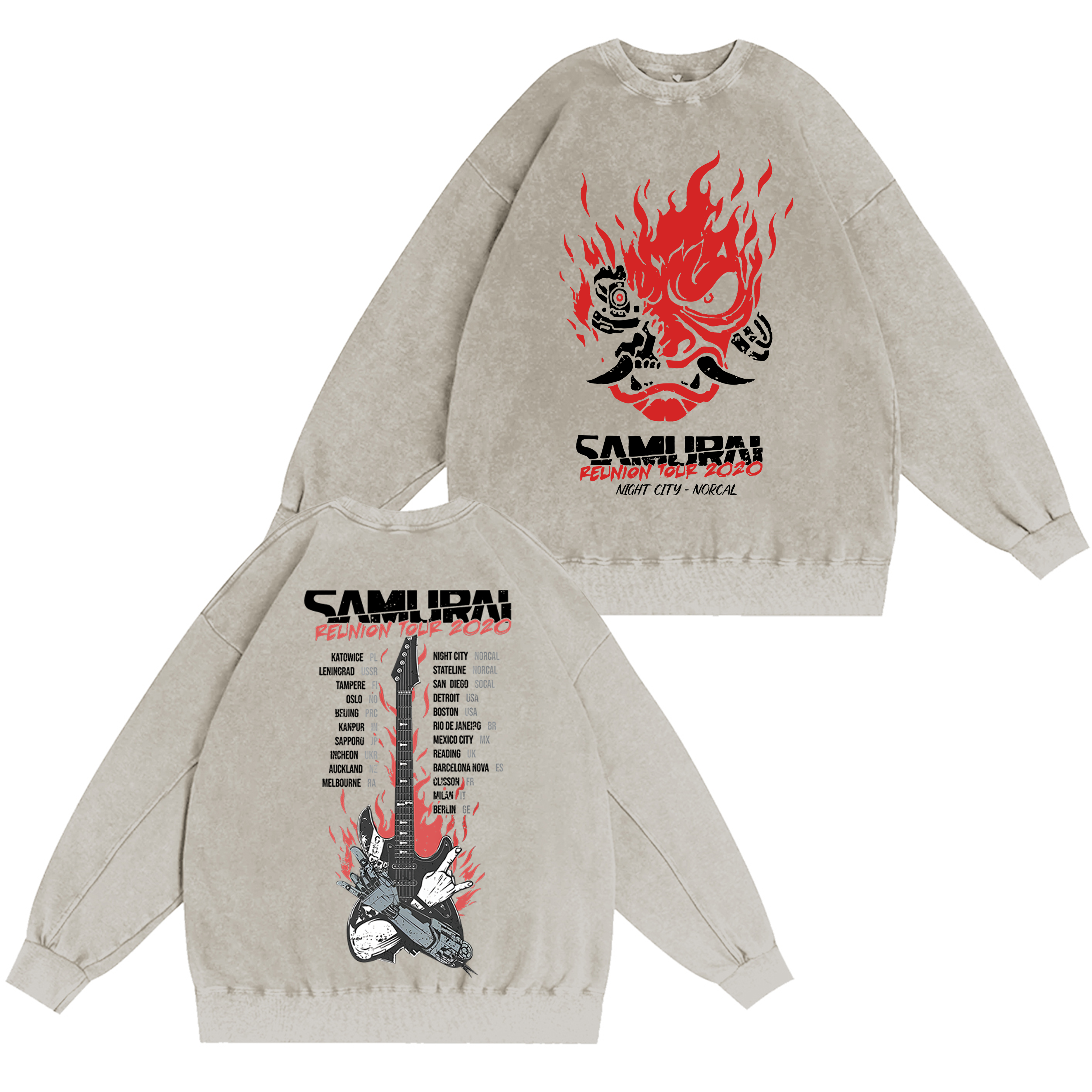 Samurai Reunion Tour Unisex Washed Crewneck Sweatshirt