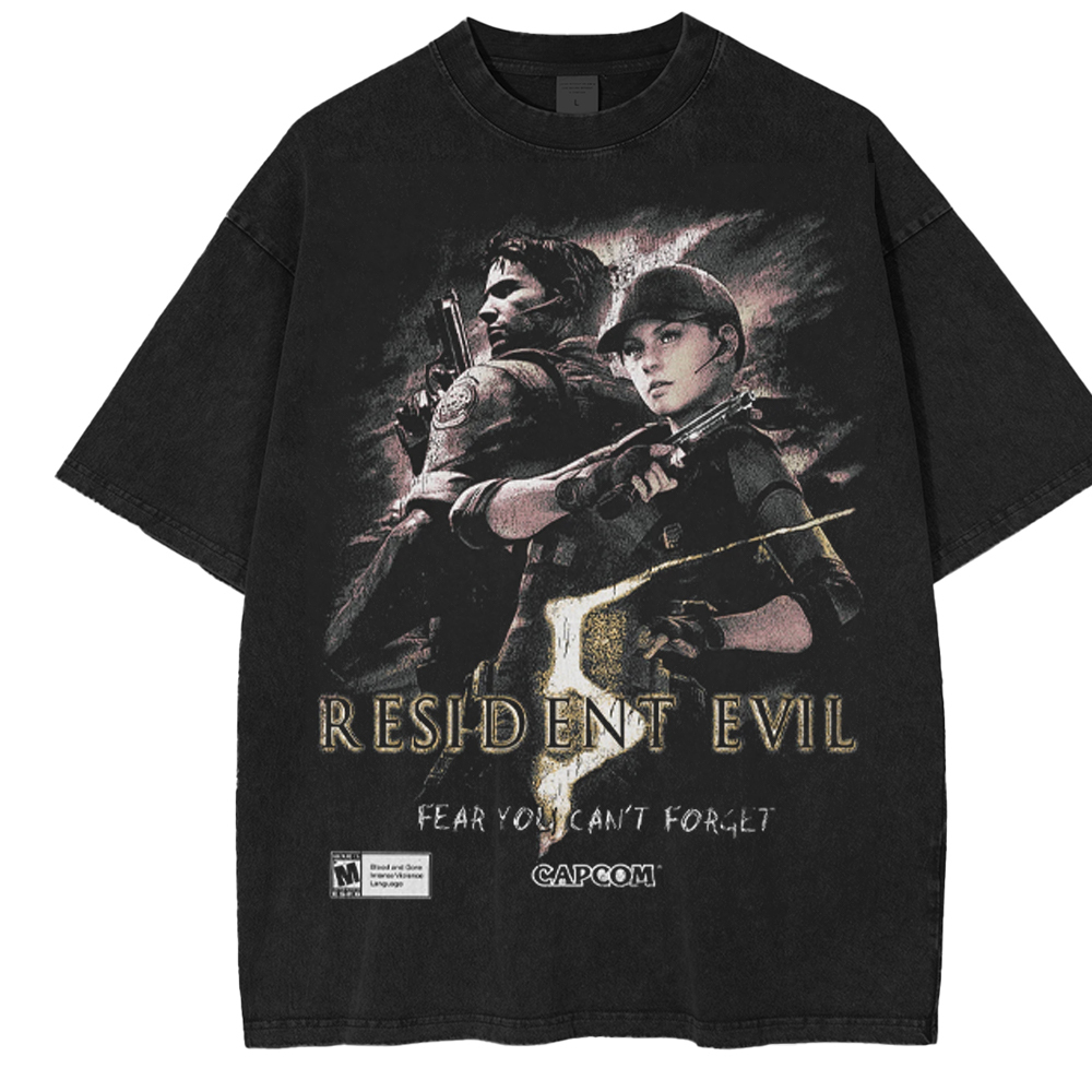 Resident Evil 5 art horror Game Capcom Unisex Washed T-Shirt