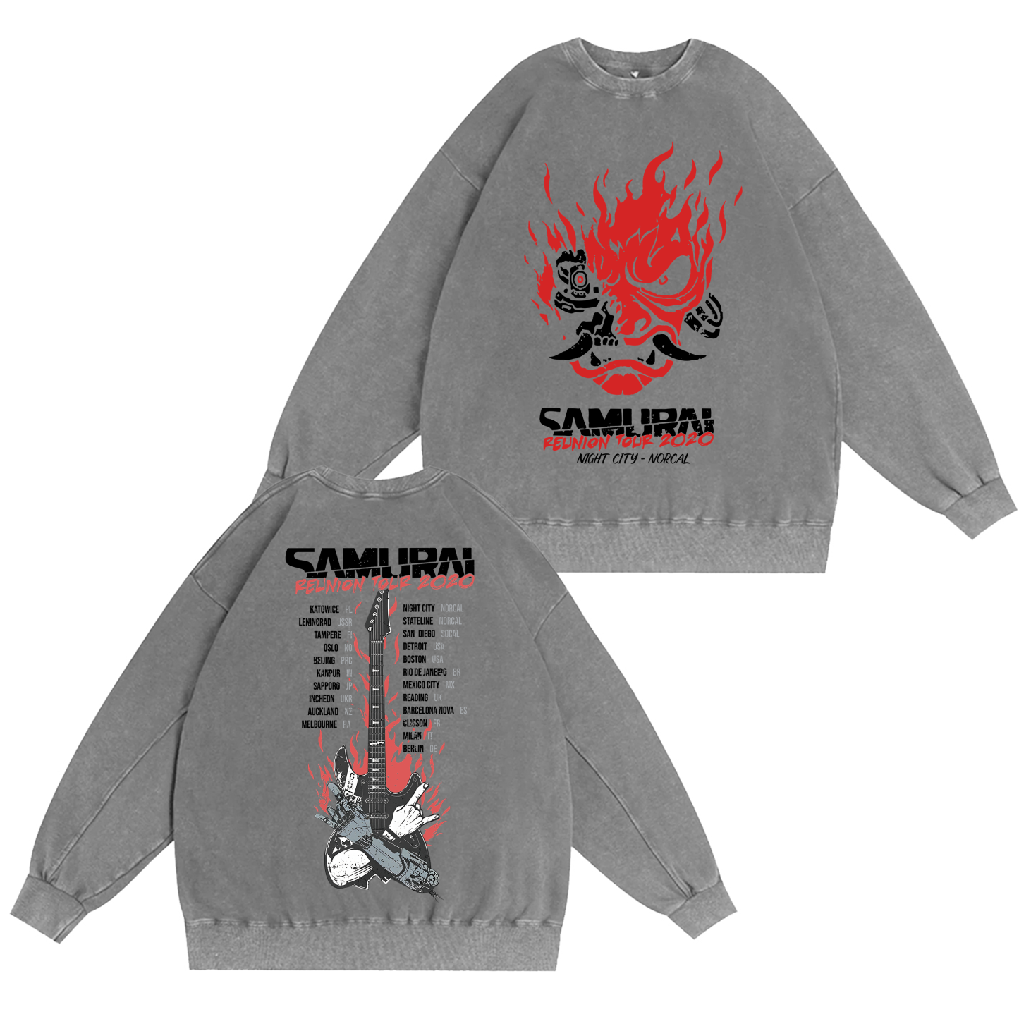 Samurai Reunion Tour Unisex Washed Crewneck Sweatshirt