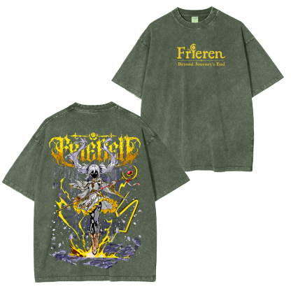 Frieren Beyond Journeys End Elf Anime Unisex Washed T-Shirt
