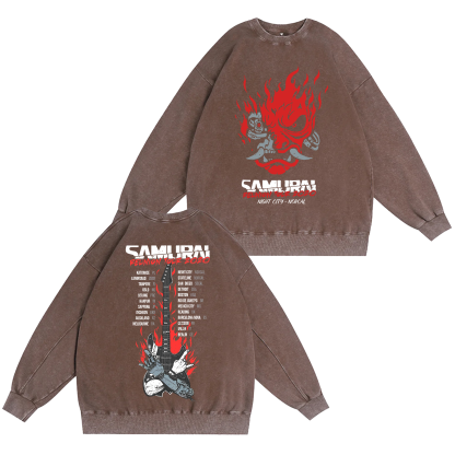 Samurai Reunion Tour Unisex Washed Crewneck Sweatshirt