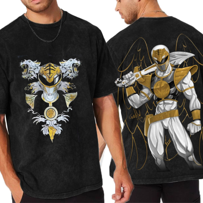 Channel the power of the White Ranger Unisex Washed T-Shirt