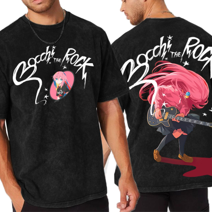 Bocchi The Rock Music Anime Unisex Washed T-Shirt
