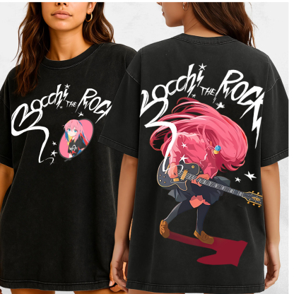 Bocchi The Rock Music Anime Unisex Washed T-Shirt