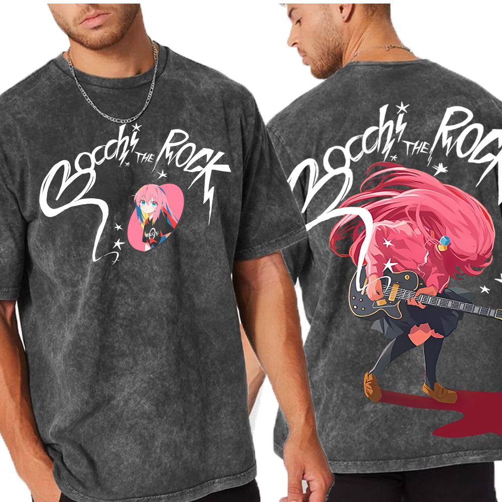 Bocchi The Rock Music Anime Unisex Washed T-Shirt