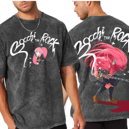 Bocchi The Rock Music Anime Unisex Washed T-Shirt