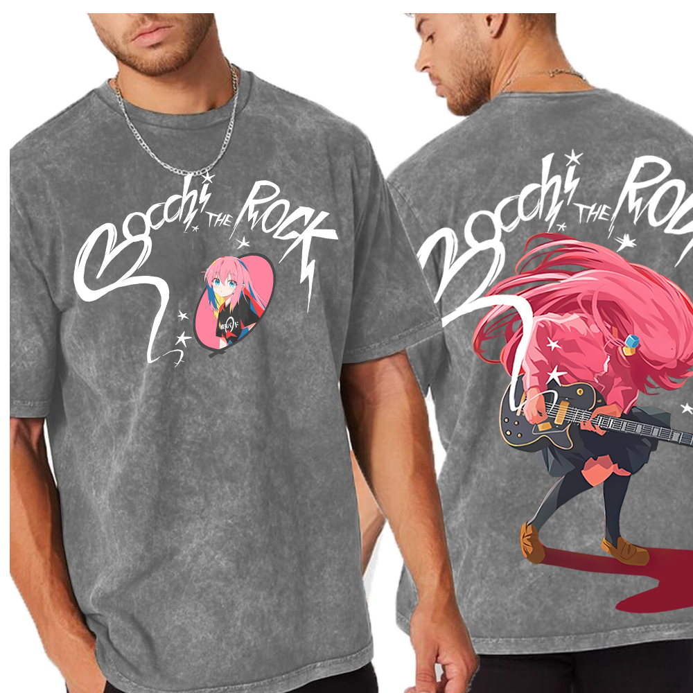Bocchi The Rock Music Anime Unisex Washed T-Shirt