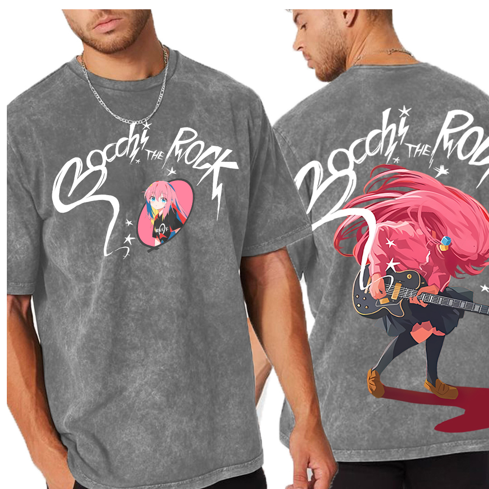 Bocchi The Rock Music Anime Unisex Washed T-Shirt