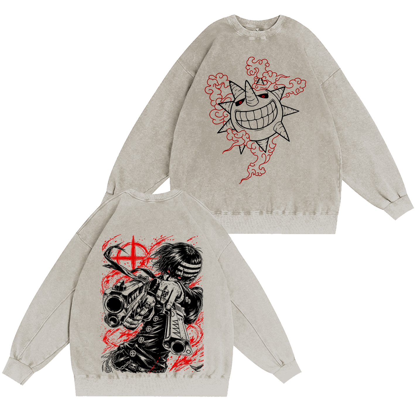 Wholesale Washed Tee Soul Eater Death The Kid Oversized T-shirt/Crewneck/Hoodie