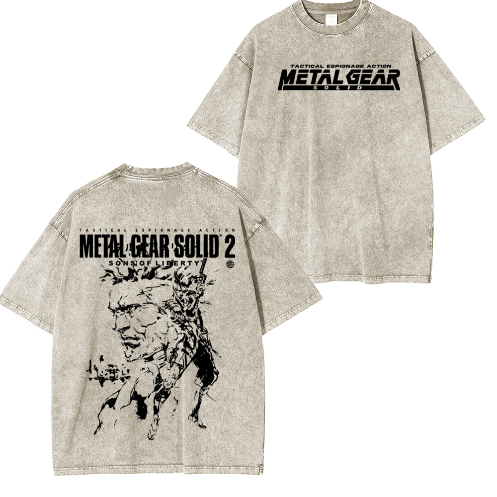 GS2 Snake And Raiden Cover Game Metal Gear Solid Graphic  Unisex Washed T-Shirt