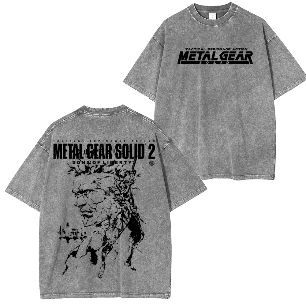 GS2 Snake And Raiden Cover Game Metal Gear Solid Graphic  Unisex Washed T-Shirt