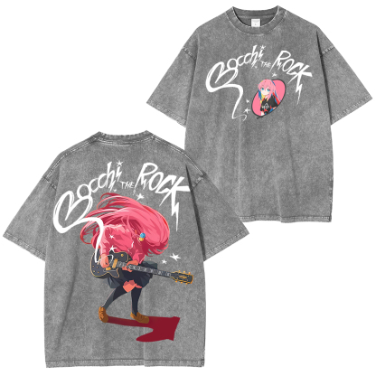 Bocchi The Rock Music Anime Unisex Washed T-Shirt