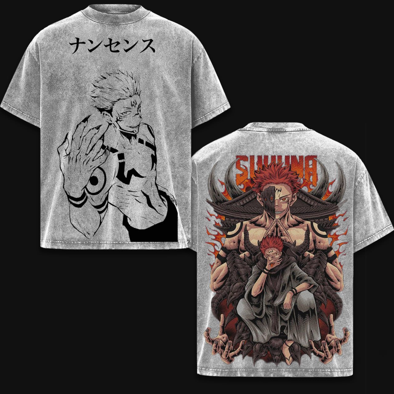Sukuna Jujutsu Kaisen Anime Double  Vintage Washed T-shirt/Crewneck/Hoodie