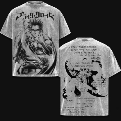 Black Clover Anime Double  Vintage Washed T-shirt/Crewneck/Hoodie