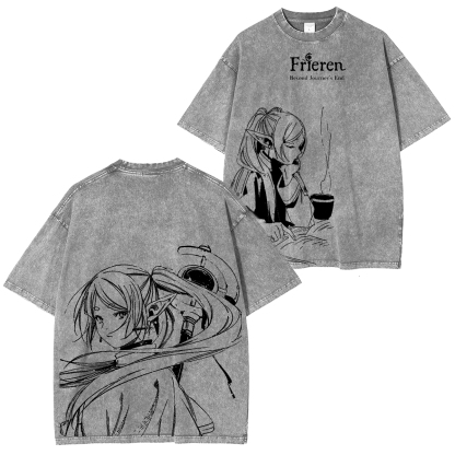 Frieren Anime Double Retro Washed T-Shirt
