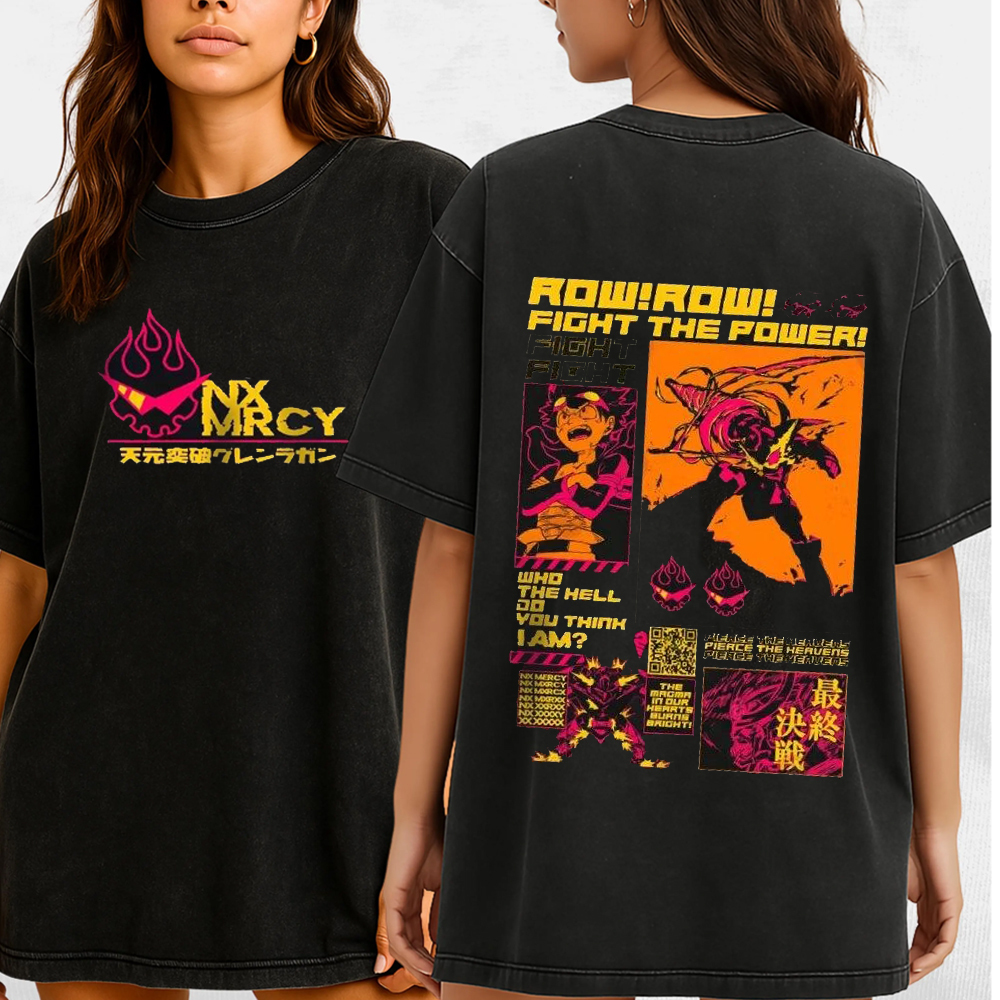 Anime Tengen Toppa Gurren Lagann Double Sided Print T-Shirt