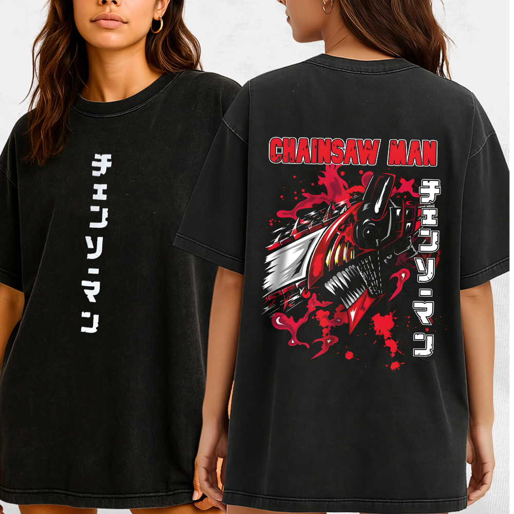 Unleash the devil inside. Denji Chainsaw Form Vintage Wash Shirt