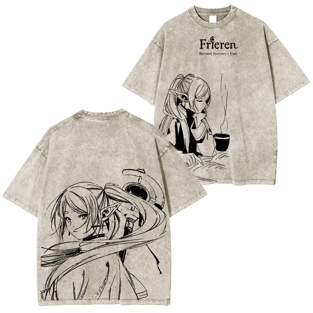 Frieren Anime Double Retro Washed T-Shirt