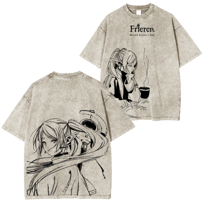 Frieren Anime Double Retro Washed T-Shirt
