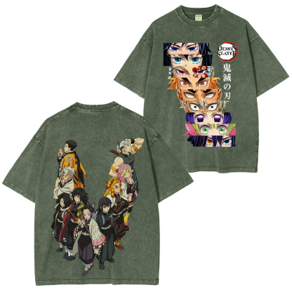 All Pillars. One War.�� Demon Slayer Hashira Retro Washed T-Shirt