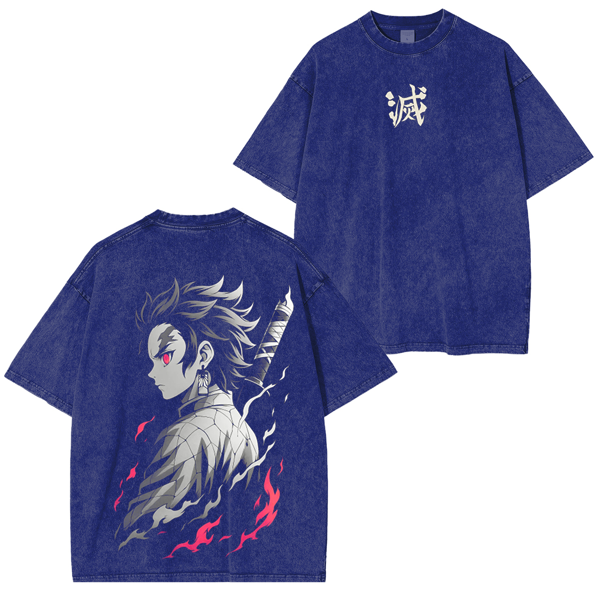 Oversized Tanjiro Demon Slayer Unisex Anime-Inspired Retro T-Shirt