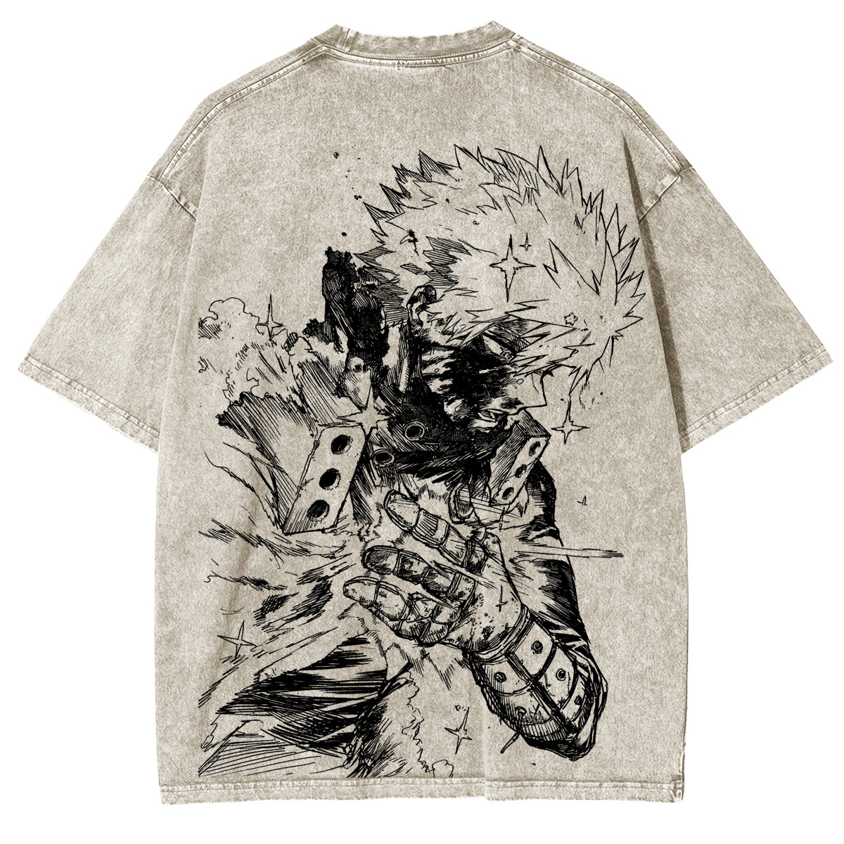 Katsuki Bakugo My Hero Academia Anime Double Retro Washed T-Shirt