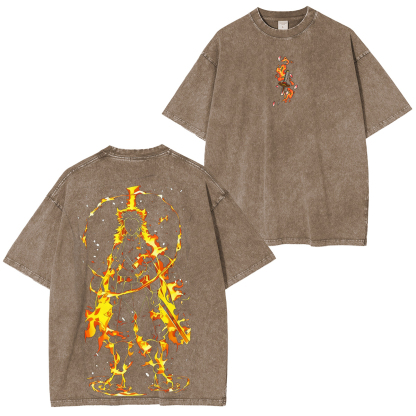 Rengoku Kyojuro Demon Slayer Washed Unisex T-Shirt