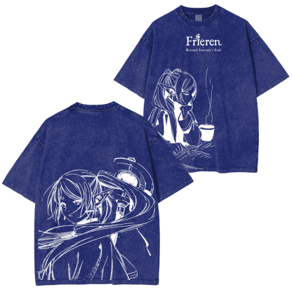 Frieren Anime Double Retro Washed T-Shirt
