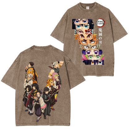 All Pillars. One War.�� Demon Slayer Hashira Retro Washed T-Shirt