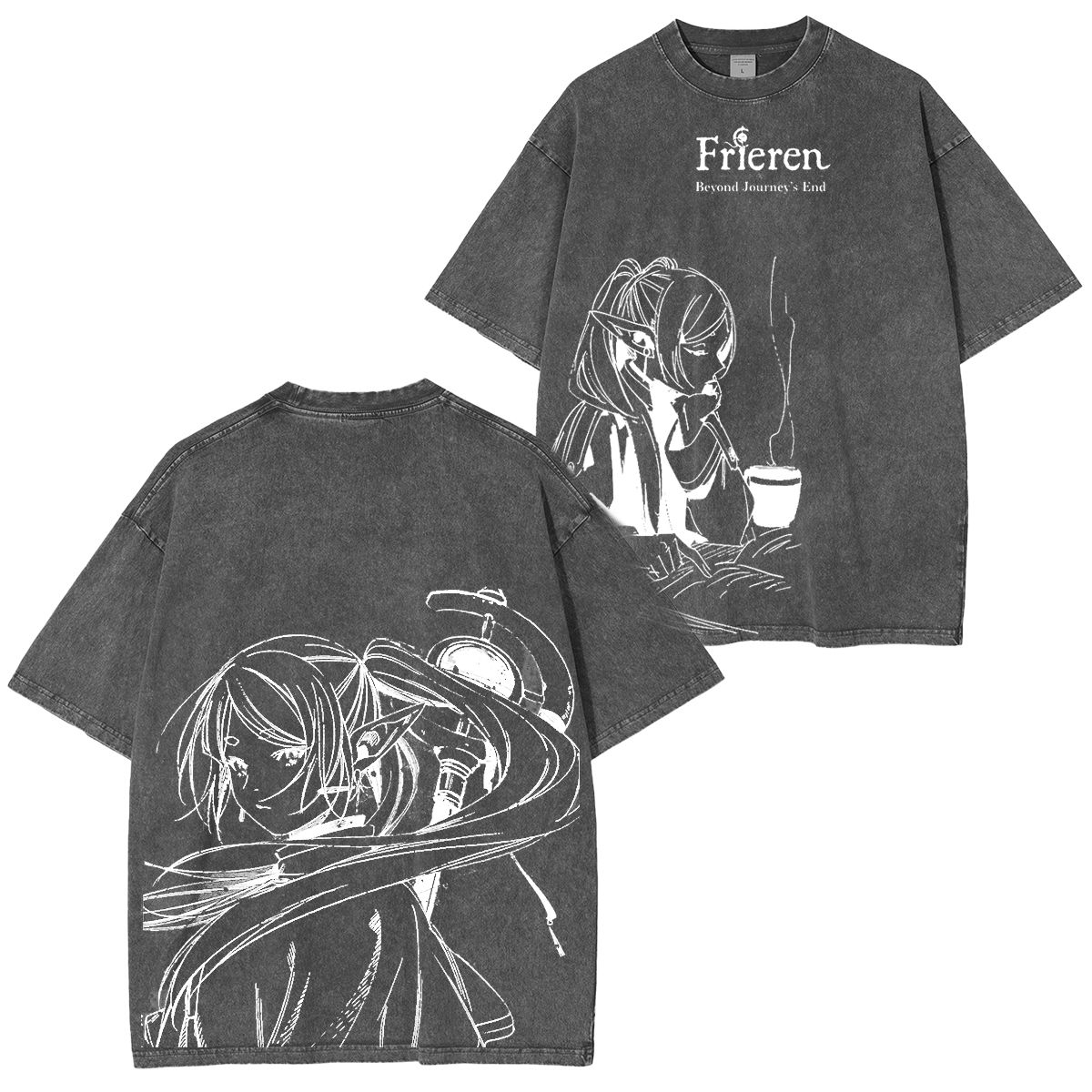 Frieren Anime Double Retro Washed T-Shirt