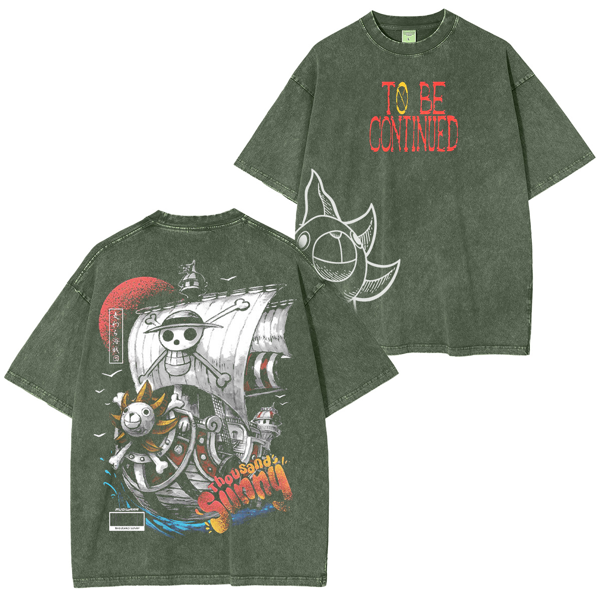 Sail into style with the Sunny Pirate Ship One Piece Unisex Anime-Inspired Retro T-Shirt