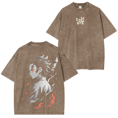 Oversized Tanjiro Demon Slayer Unisex Anime-Inspired Retro T-Shirt