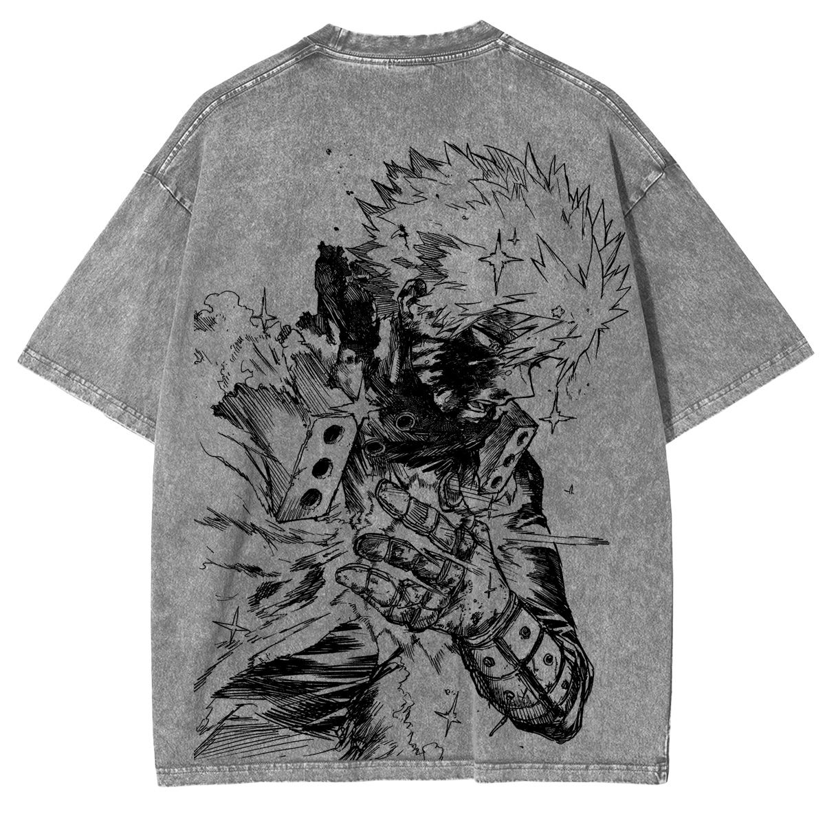 Katsuki Bakugo My Hero Academia Anime Double Retro Washed T-Shirt